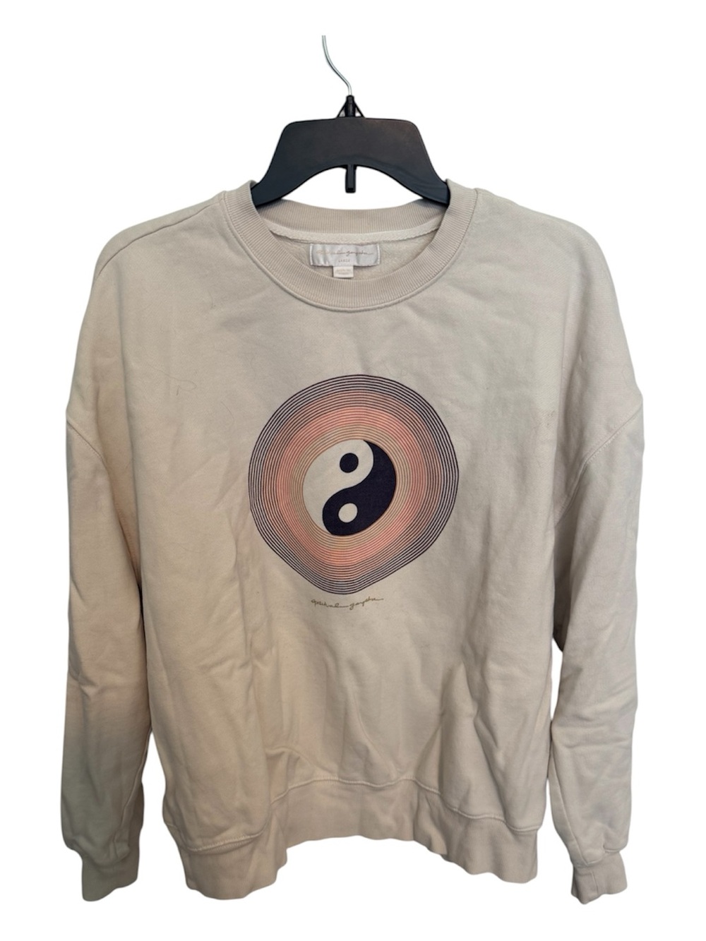 Spiritual Gangster Beige Yin Yang Graphic Sweatshirt